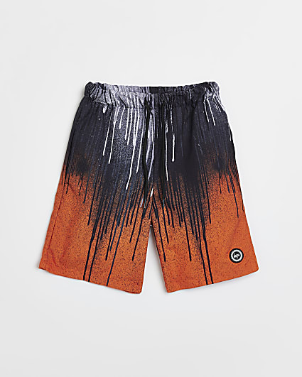 Boys orange HYPE ombre drip swim shorts