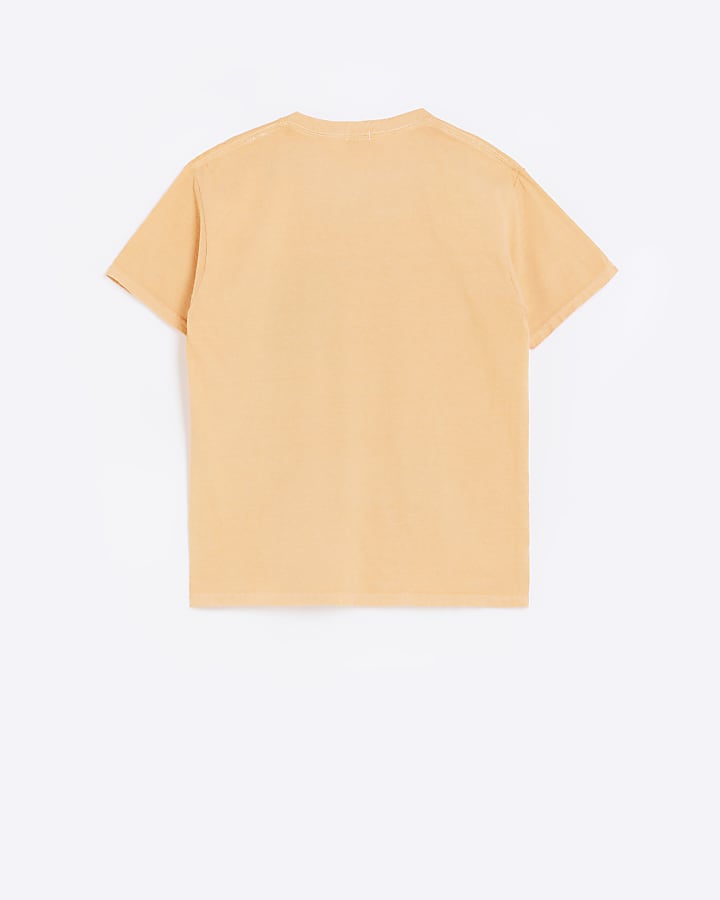 Boys orange pocket graphic oversized t-shirt