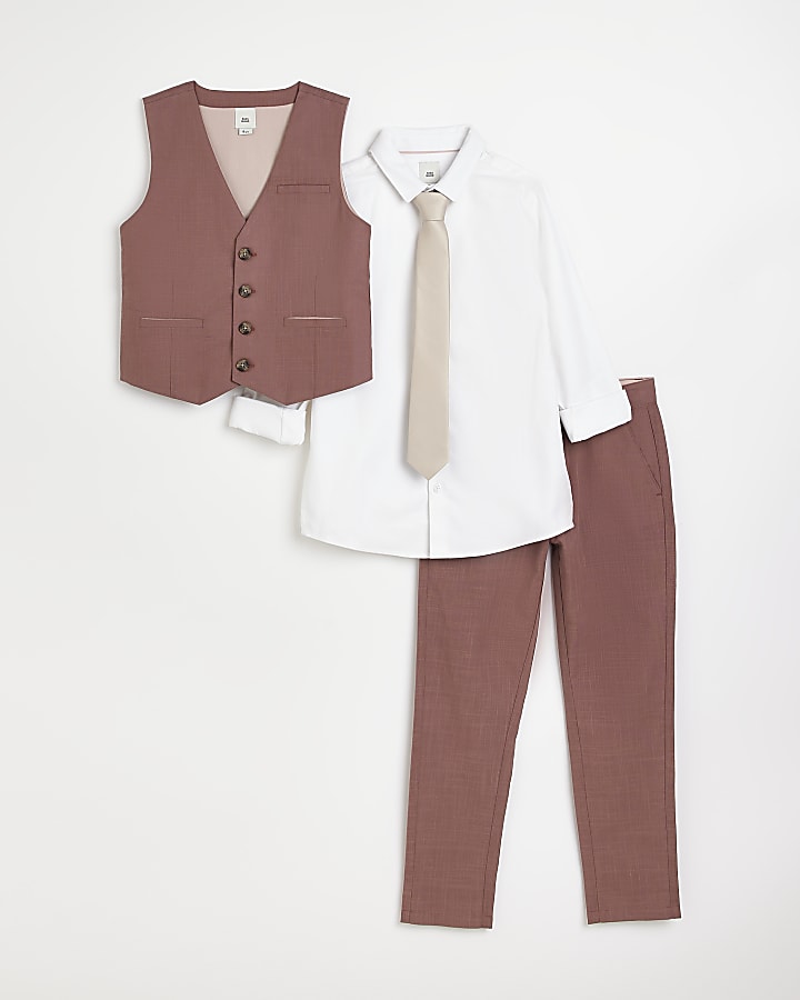 Boys pink 4 piece tailored suit outfit