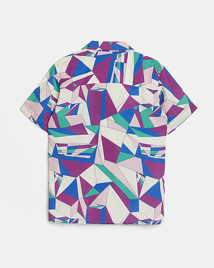 Boys pink geometric printed shirt