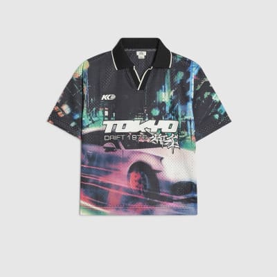 Boys Pink Oversized Mesh Tokyo Polo Top | River Island