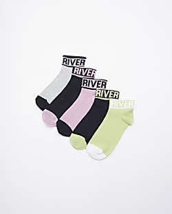 Boys Pink River Logo Trainer socks 5 pack