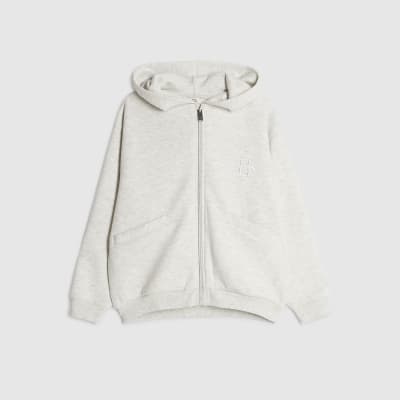 Boys Premium Grey Zip Through Hoodie