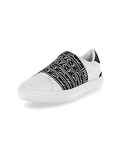 360 degree animation of product Boys Prolific white strap trainers frame-0