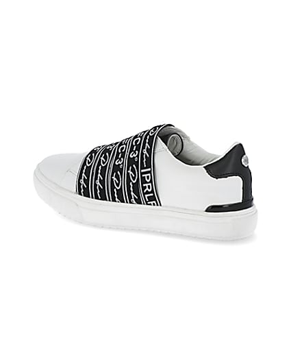 360 degree animation of product Boys Prolific white strap trainers frame-5
