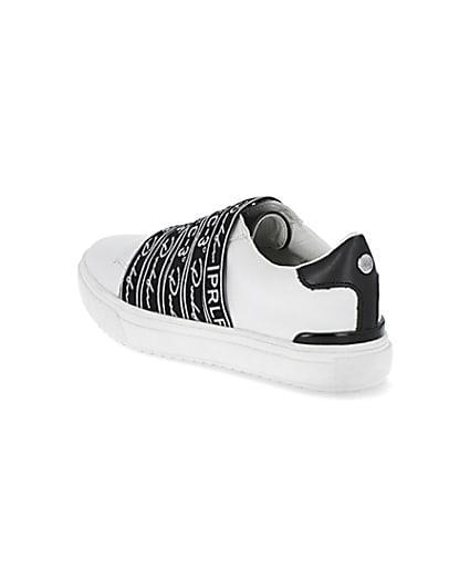 360 degree animation of product Boys Prolific white strap trainers frame-6