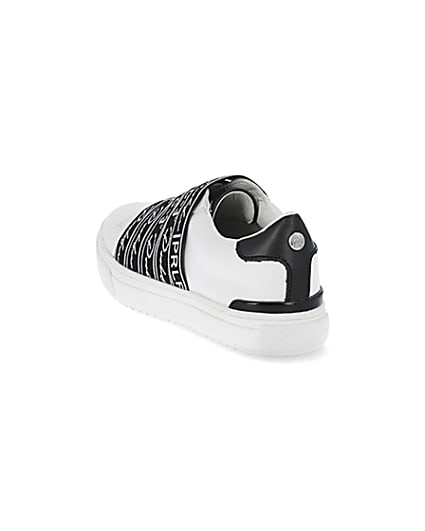 360 degree animation of product Boys Prolific white strap trainers frame-7