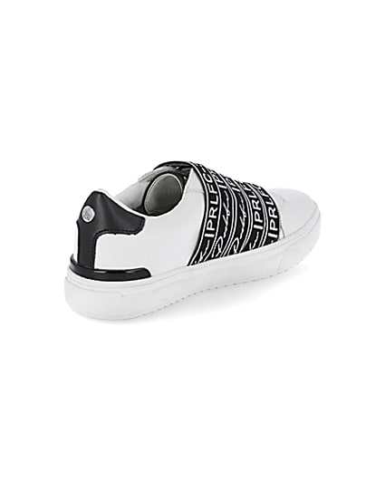 360 degree animation of product Boys Prolific white strap trainers frame-12
