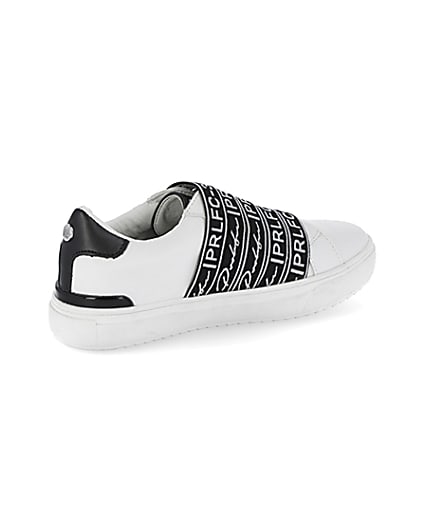 360 degree animation of product Boys Prolific white strap trainers frame-13