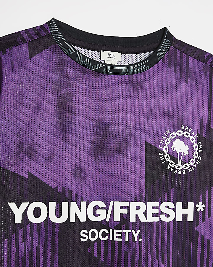 Boys purple football print t-shirt