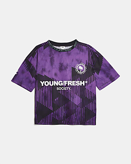 Boys purple football print t-shirt