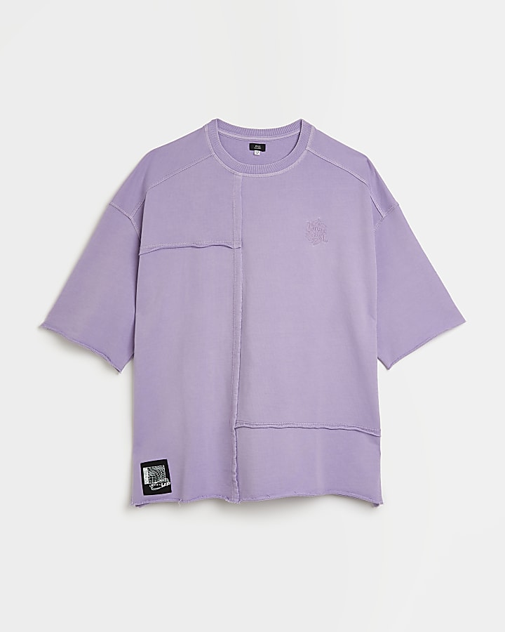 Boys purple patchwork t-shirt