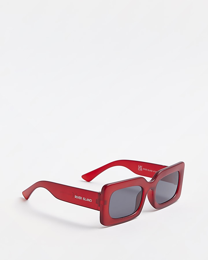 Boys red 90s rectangle sunglasses