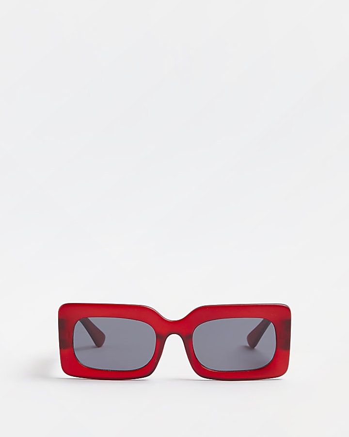 Boys red 90s rectangle sunglasses