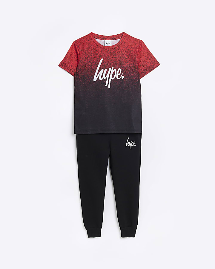 Boys Red HYPE Ombre T-shirt and Joggers Set