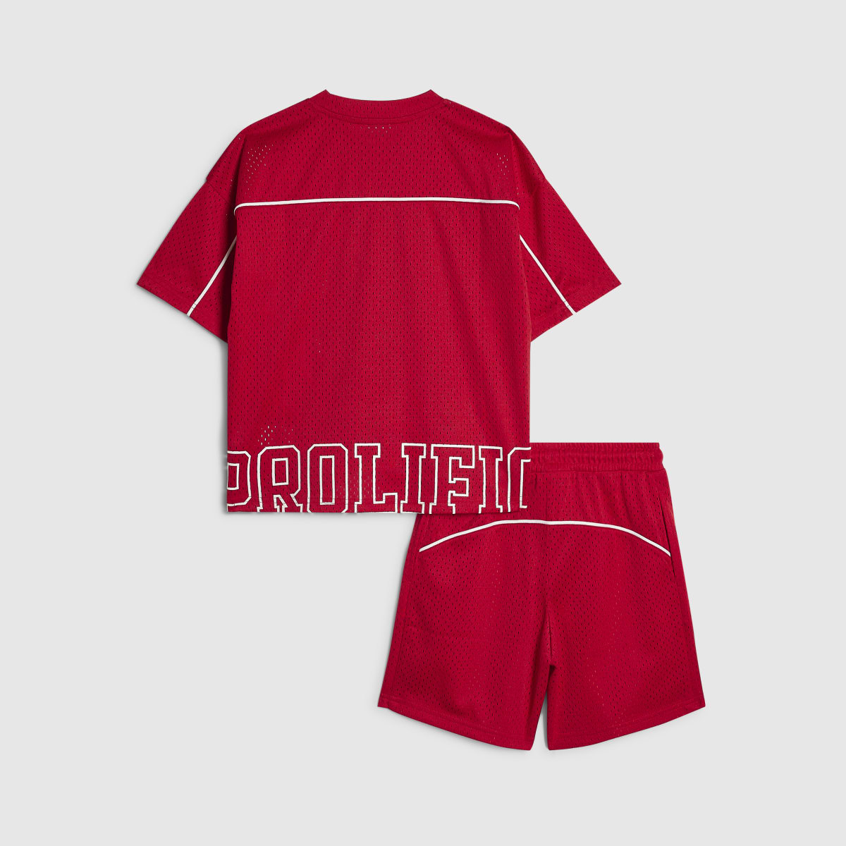 Boys Red Oversized Mesh T-Shirt & Shorts Set 3