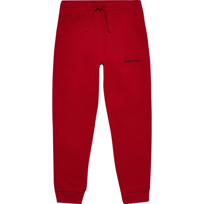red cotton joggers