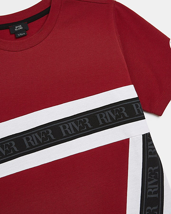 Boys red River stripe detail t-shirt