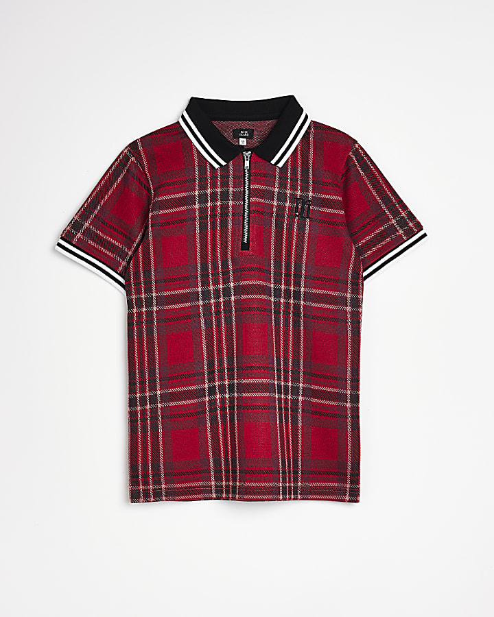 River Island Boys Clothing T-shirts Polo Shirts Boys Tartan Checked Polo Shirt 