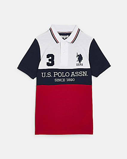 Boys red US Polo short sleeve polo shirt
