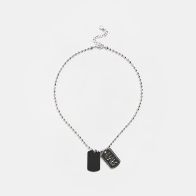 Boys Silver colour RI Dog Tag Necklace