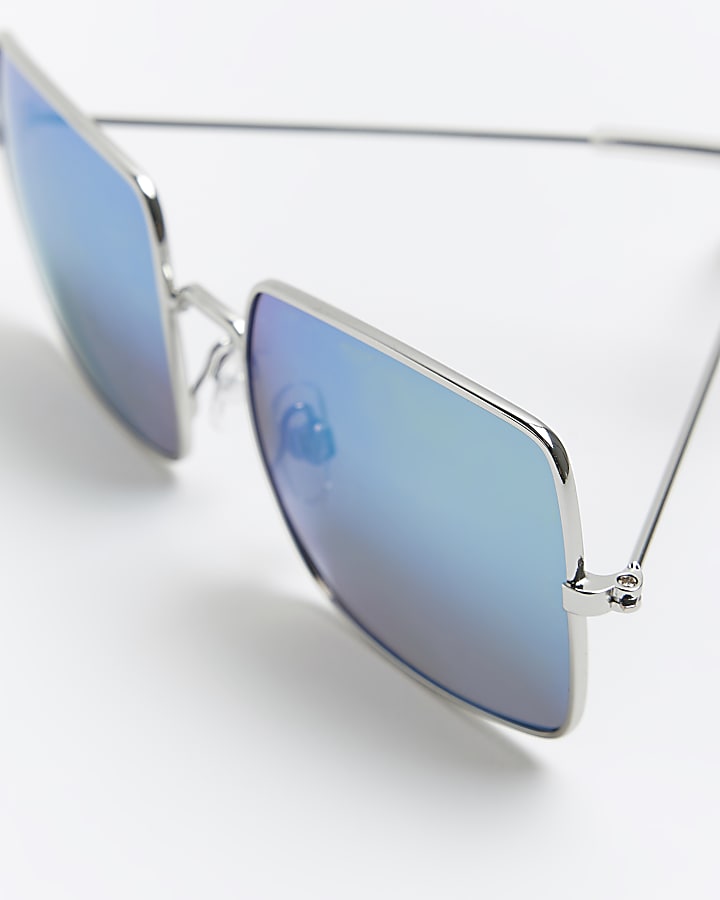 Boys silver square aviator sunglasses