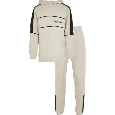 Boys stone Prolific colour blocked tracksuit River Island