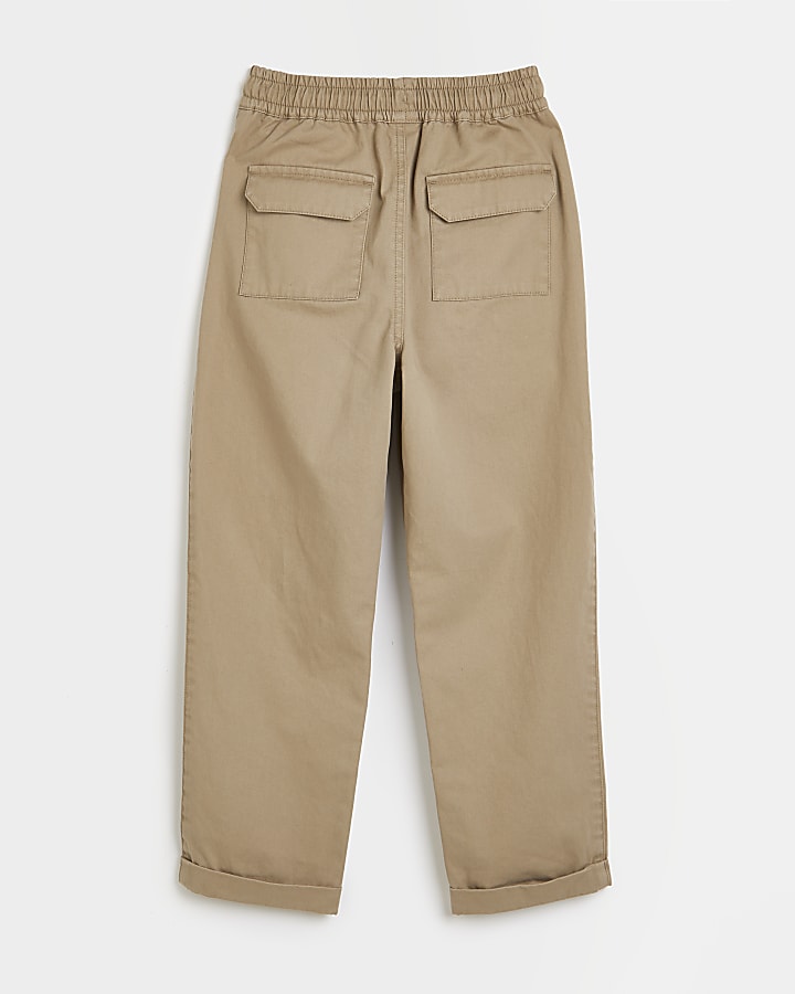 Boys stone relaxed utility trousers