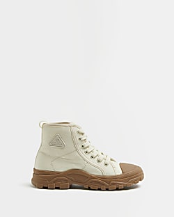 Boys stone RI canvas lace up boots