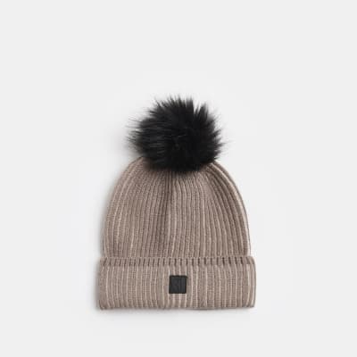 boys stone ribbed pom pom Beanie Hat