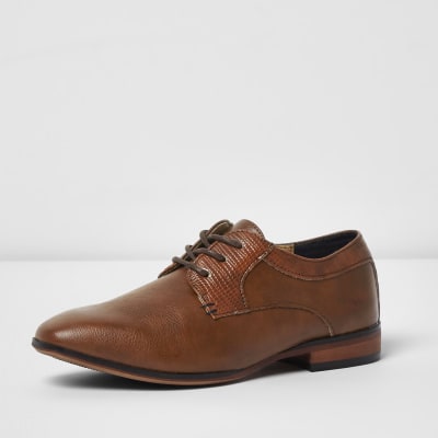 Boys tan brown pointed brogue shoes 