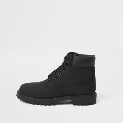 Boys Timberland black lace-up boots 