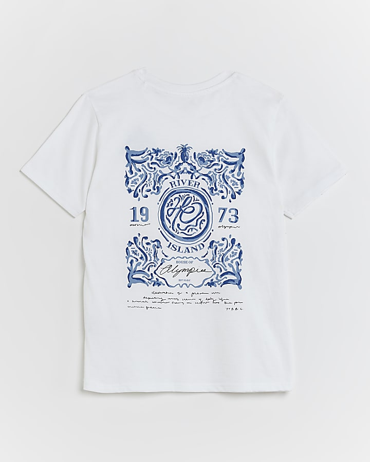 Boys White Baroque Graphic T-shirt
