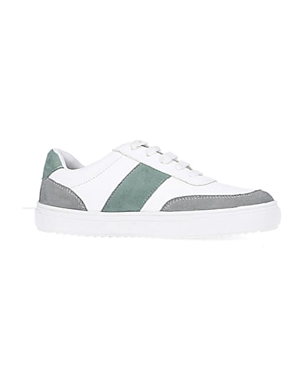 360 degree animation of product Boys white colour block Velcro trainers frame-16
