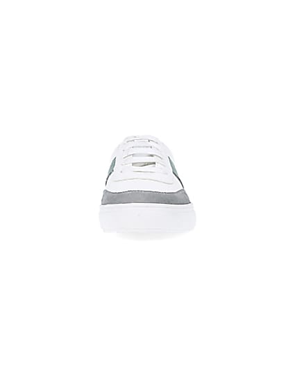 360 degree animation of product Boys white colour block Velcro trainers frame-21