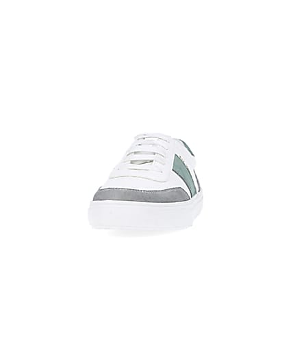 360 degree animation of product Boys white colour block Velcro trainers frame-22