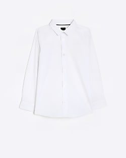 Boys White Cotton Rich Long Sleeve Shirt