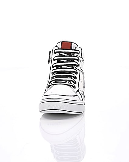 360 degree animation of product Boys white drawn-on high top trainers frame-3