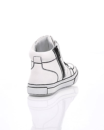 360 degree animation of product Boys white drawn-on high top trainers frame-14