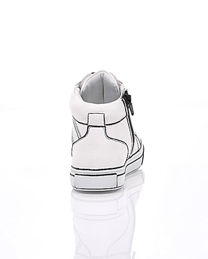 360 degree animation of product Boys white drawn-on high top trainers frame-15