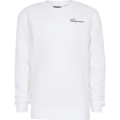 white embroidered sweatshirt