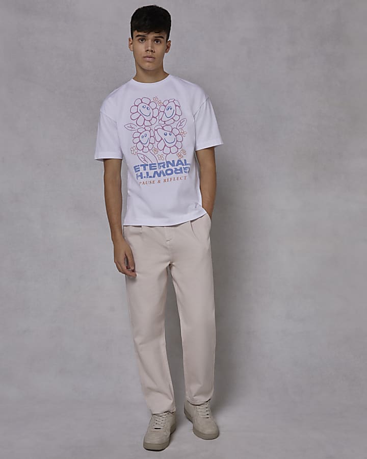 Boys white flower graphic t-shirt