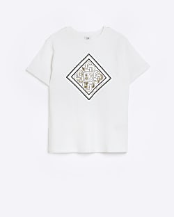 Boys white foil graphic t-shirt