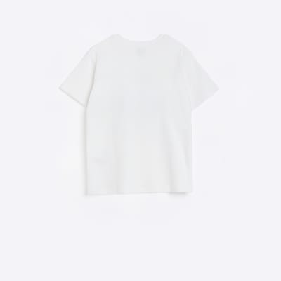 Boys white foil graphic t-shirt