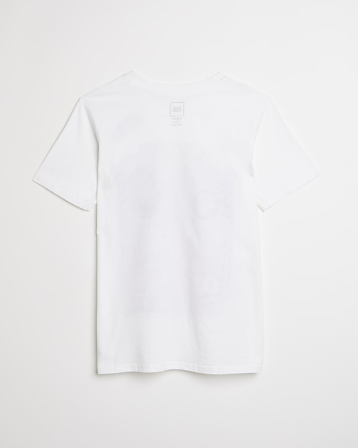 Boys white glitch graphic print t-shirt