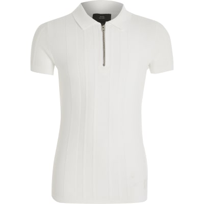 white zip polo