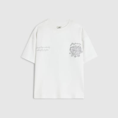 Boys White Japanese Lurex Tee