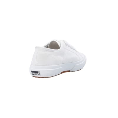 360 degree animation of product Boys White Lace Up Superga Trainers frame-11