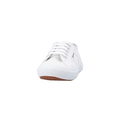 360 degree animation of product Boys White Lace Up Superga Trainers frame-22