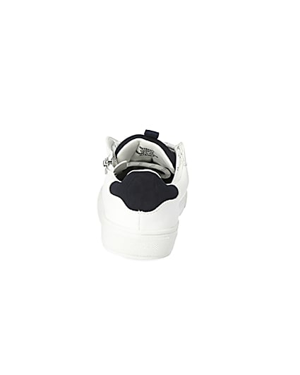 360 degree animation of product Boys white lace-up zip side trainers frame-9